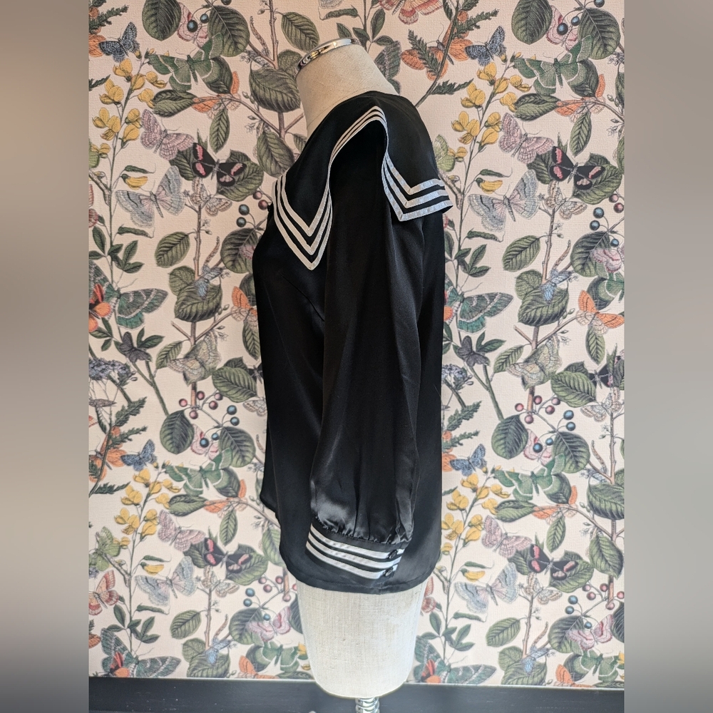 L'ecole desFemmes- Silk Sailor Top- Black- Size S- NWOT - Picture 2 of 5